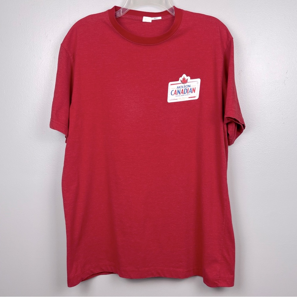 Molson Canadian Beer "Would You Prefer" Graphic Print Tee Shirt XL; Maple Leaf